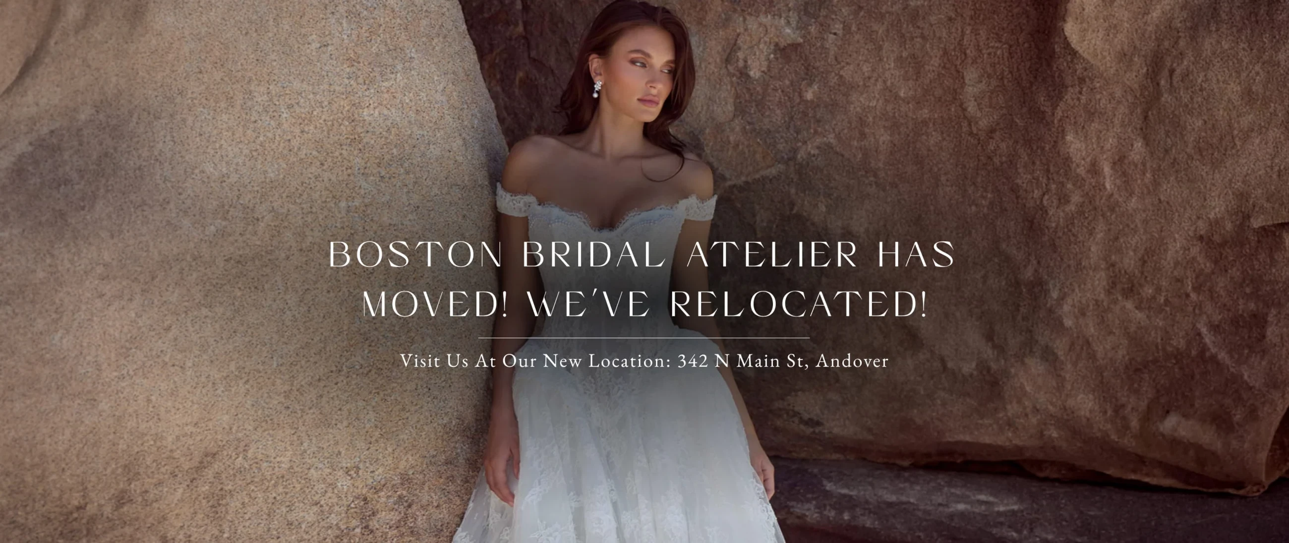 Model wearing bridal gown, we have moved desktop banner
